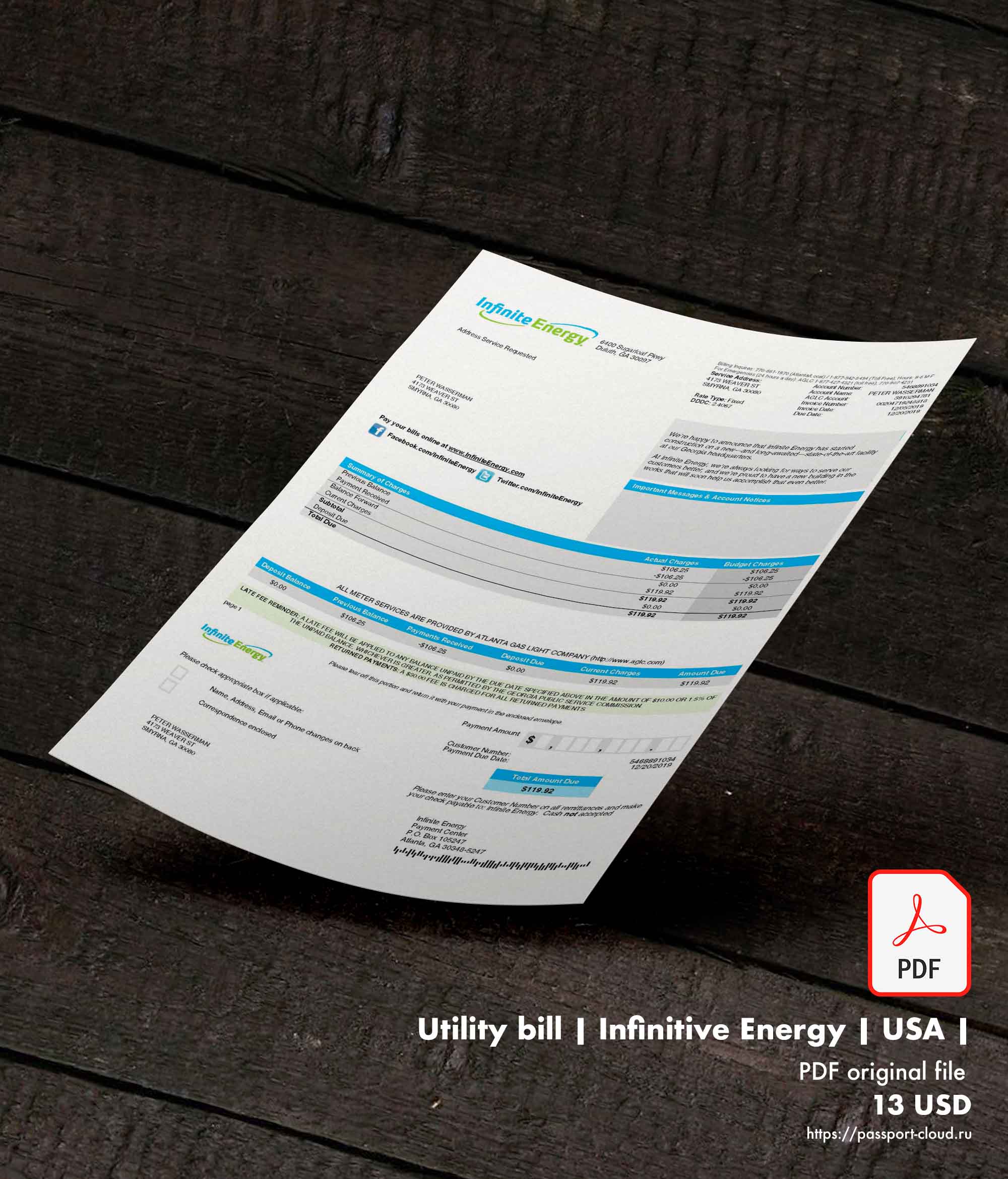Utility bill | Infinitive Energy | USA |-0