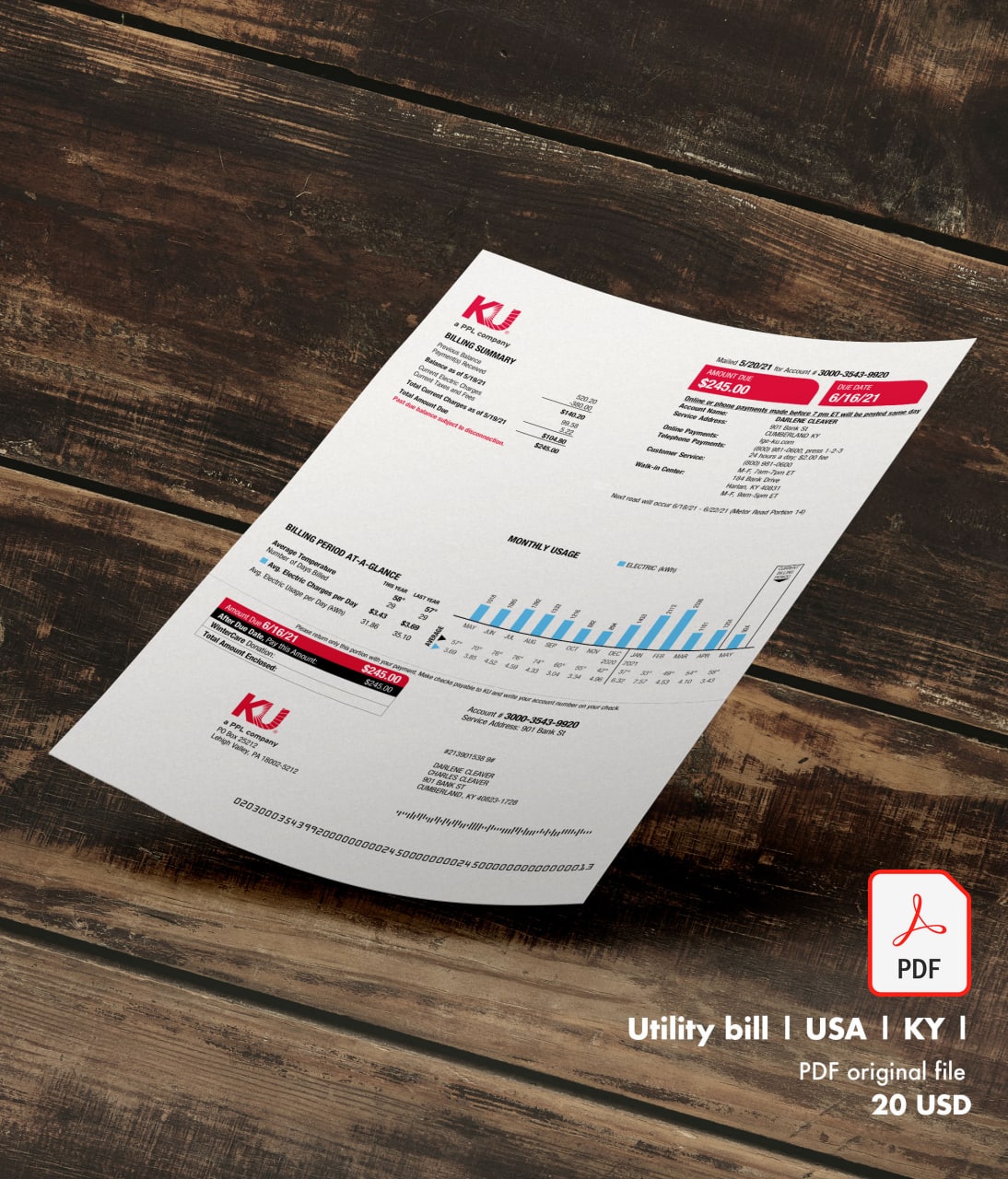 Utility bill | LGE | USA | KY-0
