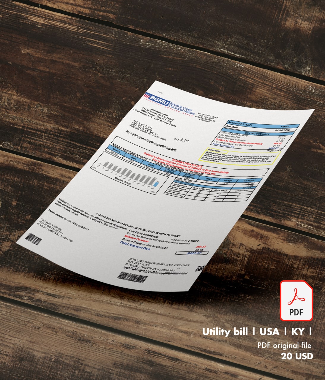 Utility bill | BGMU | USA | KY-0