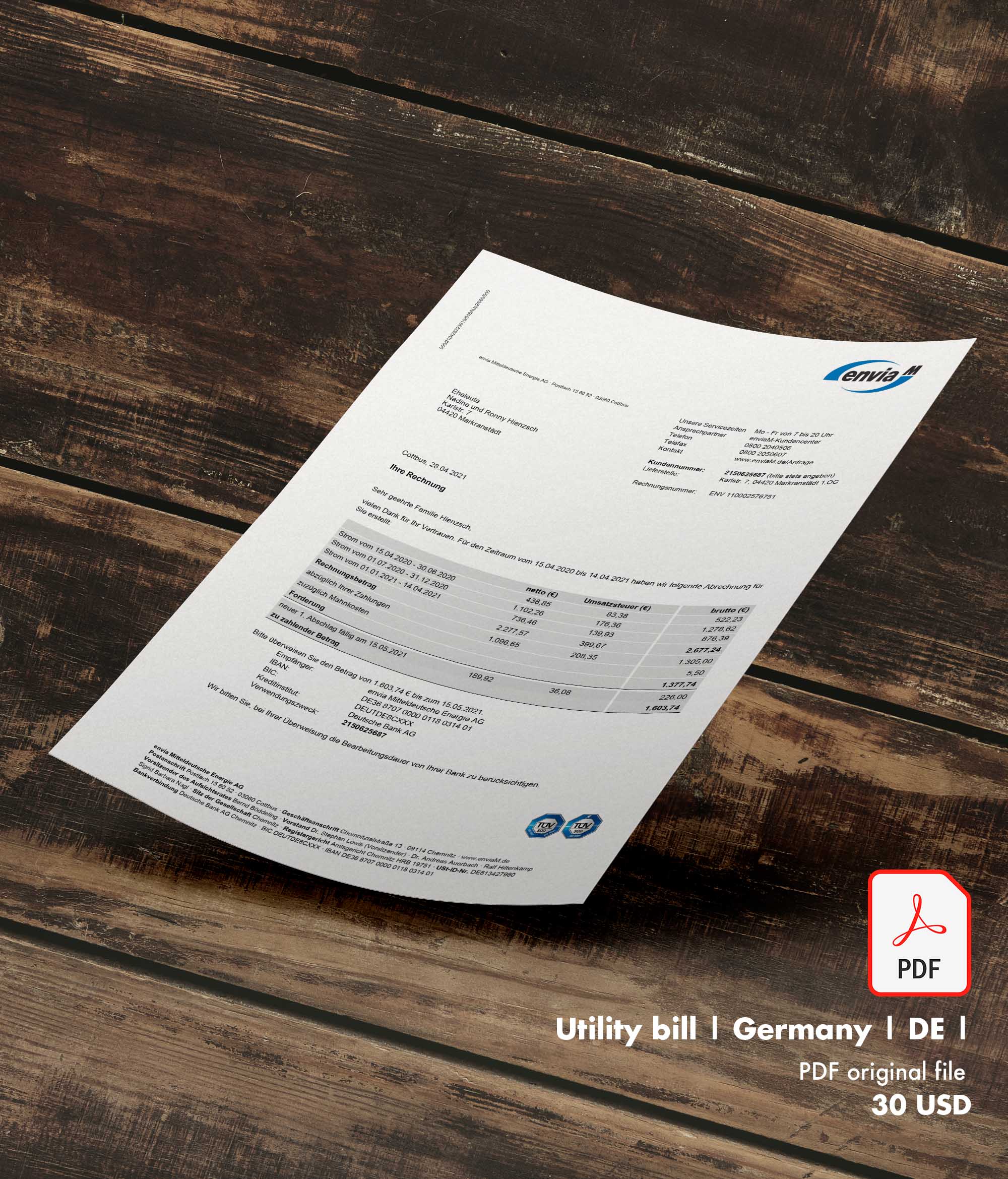 Utility bill | Enviam | Germany | DE-0